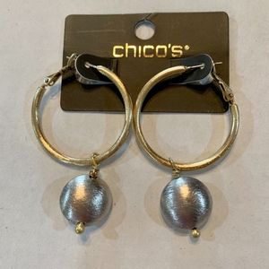 Chico's Gold and Silver Tone Brushed Hoop Earrings